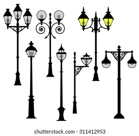 Street lights and lamps set