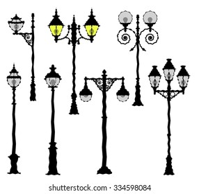 Street lights and lamps set