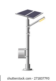 Street Lights - Park with solar panel. Vector