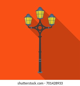 Street lights in retro style. Lamppost single icon in flat style vector symbol stock illustration web.