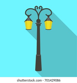 Street lights in retro style. Lamppost single icon in flat style vector symbol stock illustration web.