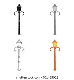 Street lights in retro style. Lamppost single icon in cartoon style vector symbol stock illustration web.