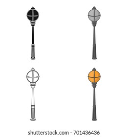 Street lights in retro style. Lamppost single icon in cartoon style vector symbol stock illustration web.