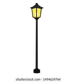 Street Lights Shine at Night Vector