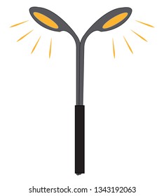 Street lights shining  vector illustration on white background 