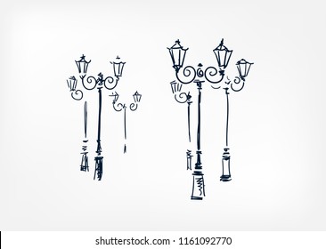 Street lights vector sketch illustration