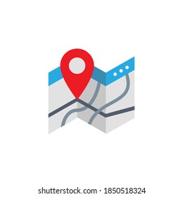 Street location map flat design vector icon