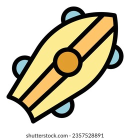 Street longboard icon outline vector. Skate activity. Long shape color flat