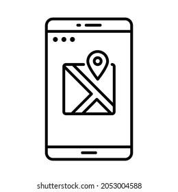 Street Map Application Line Icon Vector Design, Editable Stroke Line Icon