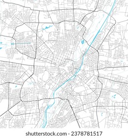 Street map art of Munich city in Deutschland. Road map of Germany. Black and white (blue) illustration of München streets. Printable poster.