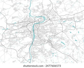 Mapa de la calle de la ciudad de Praga en la República Checa. Mapa de ruta de Praha . Ilustración en blanco y negro (azul) de las calles de Praga.  Póster para imprimir de la República Checa.	