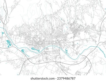 Street map art of Zagreb city in Croatia. Road map of Zagreb. Black and white (blue) illustration of Zagreb streets. Croatia Printable poster