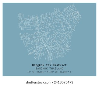 Street map of Bangkok Yai District Bangkok,THAILAND ,vector image for digital marketing ,wall art and poster prints.