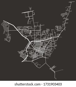 Street map of Baytown, Texas, US, with major and minor streets, highways and lanes, city plan footprint
