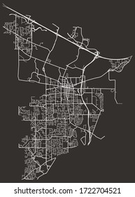 Street map of Beaverton, Oregon, US, black-and-white with major and minor roads & lanes, city plan poster