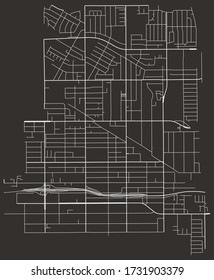 Street Map Of Bellflower, California, US, With Major And Minor Streets, Highways And Lanes, City Plan Footprint