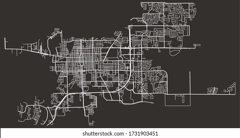 Street Map Of Bloomington, Illinois, US, With Major And Minor Streets, Highways And Lanes, City Plan Footprint