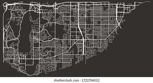 Street Map Of Bloomington, Minnesota, US, Black-and-white With Major And Minor Roads & Lanes, City Plan Poster