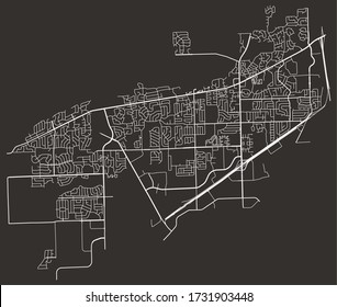 Street map of Bolingbrook, Illinois, US, with major and minor streets, highways and lanes, city plan footprint