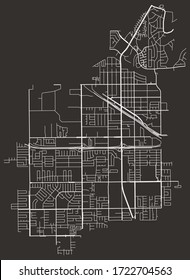 Street map of Buena Park, California, US, black-and-white with major and minor roads & lanes, city plan poster