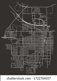 Street map of Champaign, Illinois, US, black-and-white with major and minor roads & lanes, city plan poster