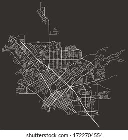 Street Map Of Chico, California, US, Black-and-white With Major And Minor Roads & Lanes, City Plan Poster