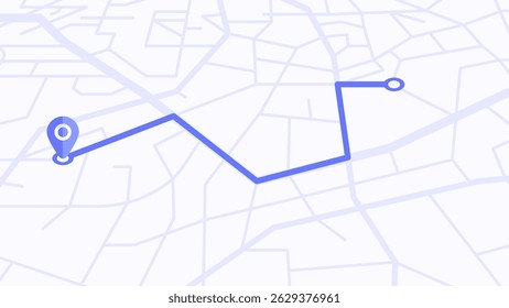 Street Map of City with Destination Route. Vector Navigation Road Pattern Illustration