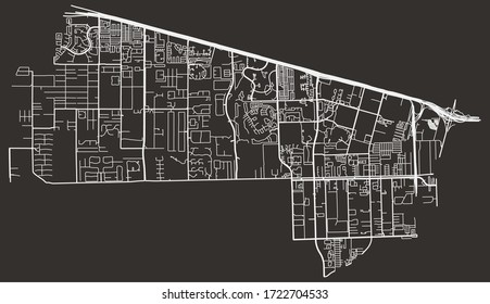 Mapa de calles de Davie, Florida, EE.UU., blanco y negro con carreteras y carriles principales y menores, afiche del plan de la ciudad