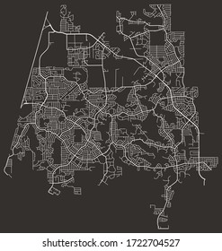 Street map of Deltona, Florida, US, black-and-white with major and minor roads & lanes, city plan poster