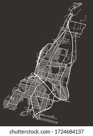 Street map of Fall River, Massachusetts, US, with major and minor roads and lanes, highways, city plan blueprint poster