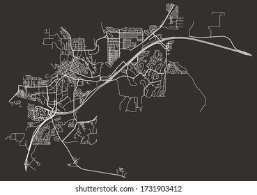 Street Map Of Flagstaff, Arizona, US, With Major And Minor Streets, Highways And Lanes, City Plan Footprint