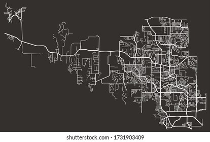 Street map of Flower Mound, Texas, US, with major and minor streets, highways and lanes, city plan footprint