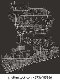 Street map of Gulfport, Mississippi, USA, city footprint plan with major and minor roads, lanes, highways, downtown and suburbs