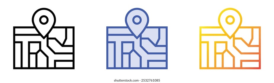 street map icon. Linear, Blue Fill and Gradient Style Design Isolated On White Background