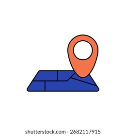 Dibujo de línea de trazo editable de contorno de icono de Street Map eps.