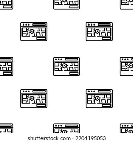 street map icon pattern. Seamless street map pattern on white background.