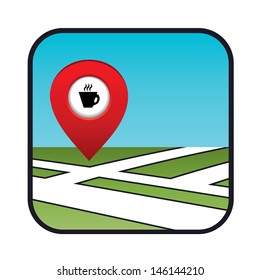Street map icon with the pointer coffee shops, cafes. vector, gradient, EPS10