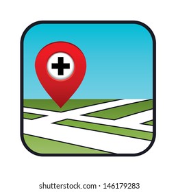 Street map icon with the pointer pharmacies, hospitals. vector, gradient, EPS10