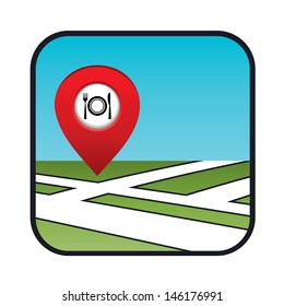 Street map icon with the pointer restaurant. vector, gradient, EPS10