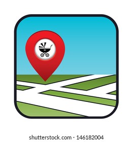 Street map icon with the pointer vector, gradient, EPS10