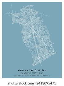 Street map of Khan Na Yao District Bangkok,THAILAND ,vector image for digital marketing ,wall art and poster prints.