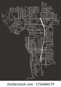 Street map of Kirkland, Washington, US, with major and minor roads and lanes, highways, city plan blueprint poster