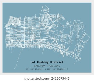 Street map of Lat Krabang District Bangkok,THAILAND ,vector image for digital marketing ,wall art and poster prints.