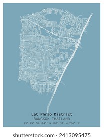 Street map of Lat Phrao District Bangkok,THAILAND ,vector image for digital marketing ,wall art and poster prints.