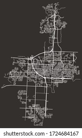 Street map of Lee's Summit, Missouri, US, with major and minor roads and lanes, highways, city plan blueprint poster