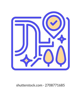 Street Map Line Icon, Outline Symbol for City Navigation, Road Layout, Route Planning, Geographic Guidance, and Urban Mapping. Vector Sign Icon.