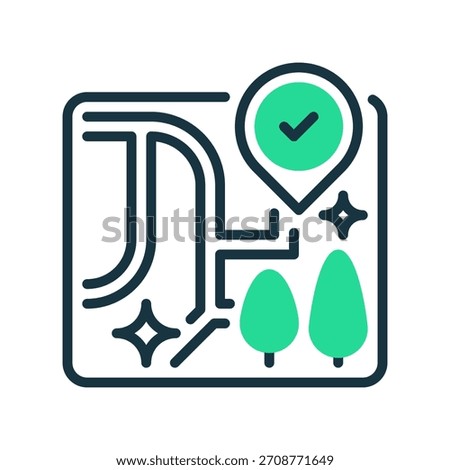 Street Map Line Icon, Outline Symbol for City Navigation, Road Layout, Route Planning, Geographic Guidance, and Urban Mapping. Vector Sign Icon.