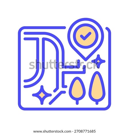 Street Map Line Icon, Outline Symbol for City Navigation, Road Layout, Route Planning, Geographic Guidance, and Urban Mapping. Vector Sign Icon.