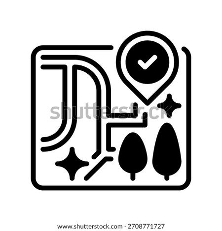 Street Map Line Icon, Outline Symbol for City Navigation, Road Layout, Route Planning, Geographic Guidance, and Urban Mapping. Vector Sign Icon.