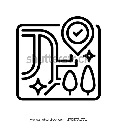 Street Map Line Icon, Outline Symbol for City Navigation, Road Layout, Route Planning, Geographic Guidance, and Urban Mapping. Vector Sign Icon.